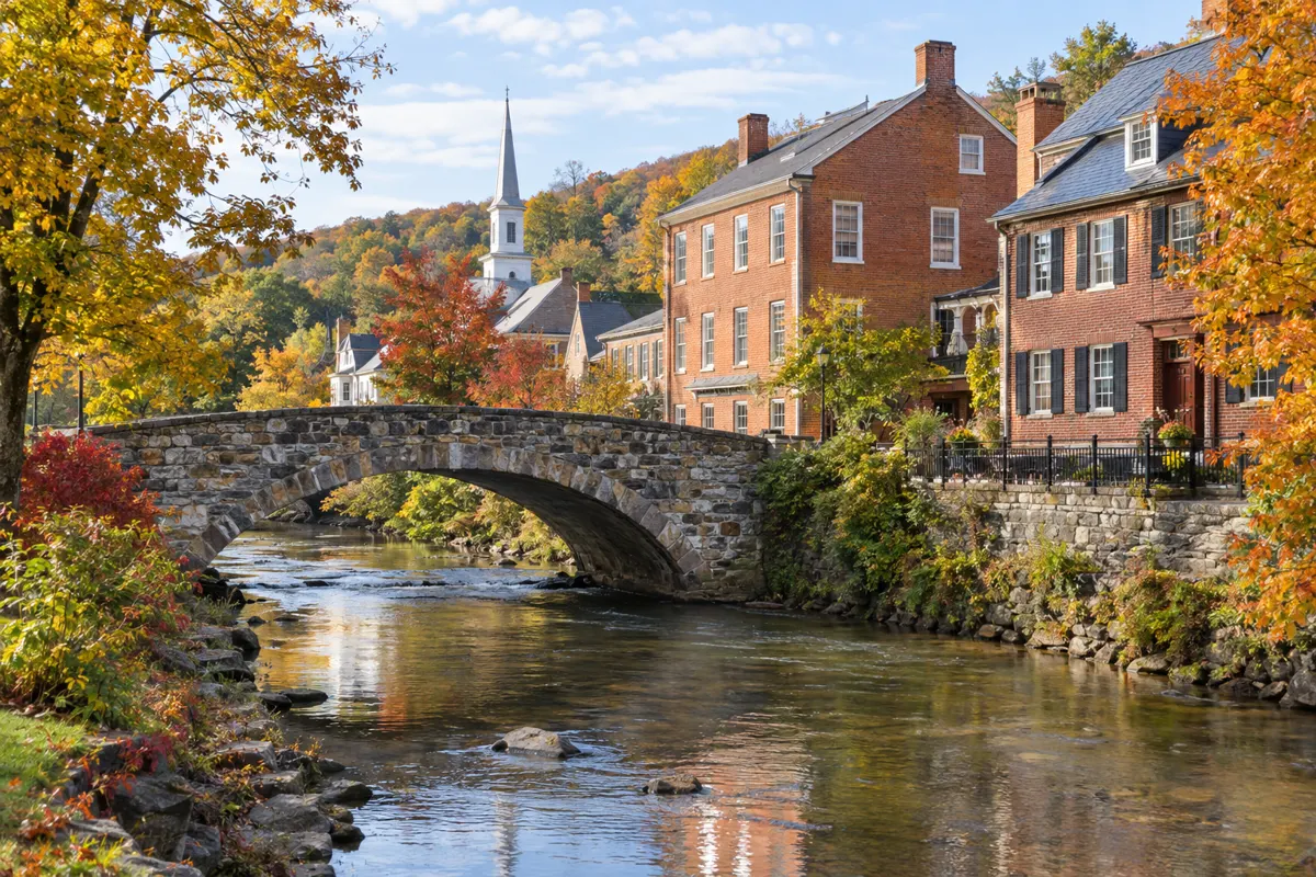 Stone bridge over a creek in town